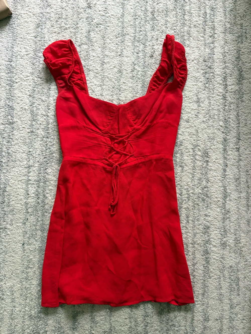 Reformation Red Mini Dress with Tie-Front Detail
